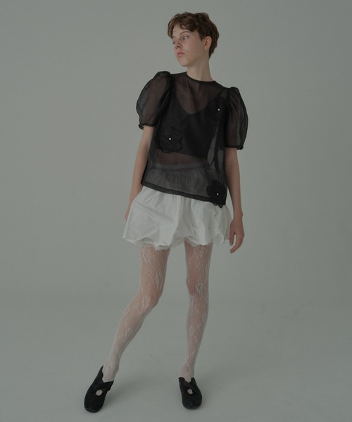 HONEY MI HONEY（ハニーミーハニー）の「taffeta layered drape mini skirt（スカート・レディース・ホワイト/ブラック/ピンク・FREE）」の6枚目の写真