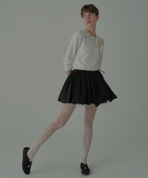 HONEY MI HONEY（ハニーミーハニー）の「taffeta layered drape mini skirt（スカート・レディース・ホワイト/ブラック/ピンク・FREE）」の8枚目の写真