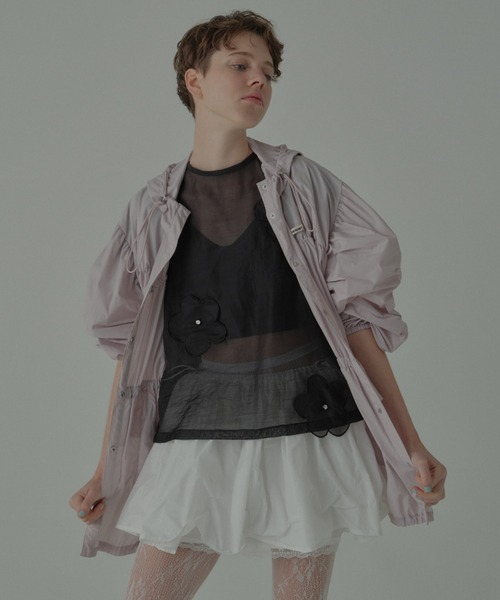 HONEY MI HONEY（ハニーミーハニー）の「taffeta layered drape mini skirt（スカート・レディース・ホワイト/ブラック/ピンク・FREE）」の4枚目の写真
