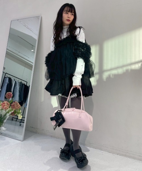 HONEY MI HONEY（ハニーミーハニー）の「taffeta layered drape mini skirt（スカート・レディース・ホワイト/ブラック/ピンク・FREE）」の10枚目の写真