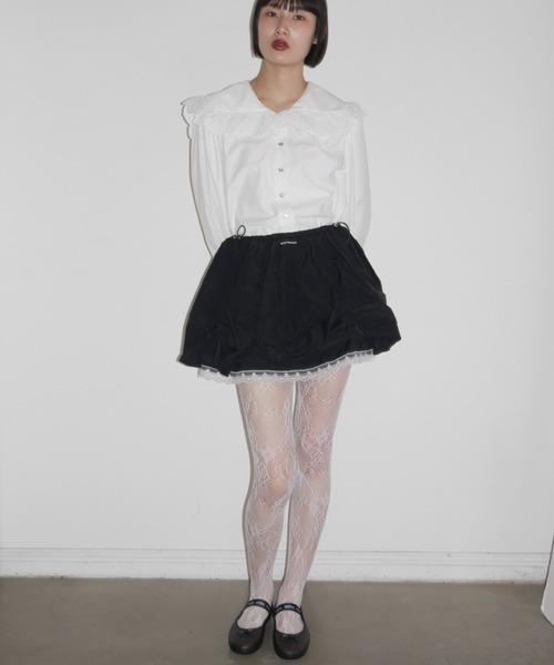 HONEY MI HONEY（ハニーミーハニー）の「taffeta layered drape mini skirt（スカート・レディース・ホワイト/ブラック/ピンク・FREE）」の12枚目の写真