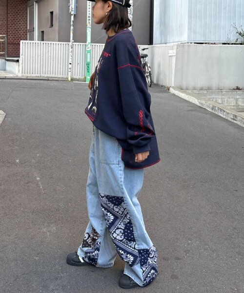 SOUNDSGOOOOD(サウンズグッド)の「【SOUNDSGOOOOD】バンダナデニムパンツ(デニムパンツ・レディース・インディゴブルー・ONE SIZE)」の7枚目の写真