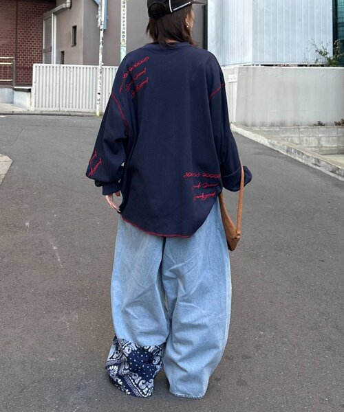 SOUNDSGOOOOD(サウンズグッド)の「【SOUNDSGOOOOD】バンダナデニムパンツ(デニムパンツ・レディース・インディゴブルー・ONE SIZE)」の8枚目の写真