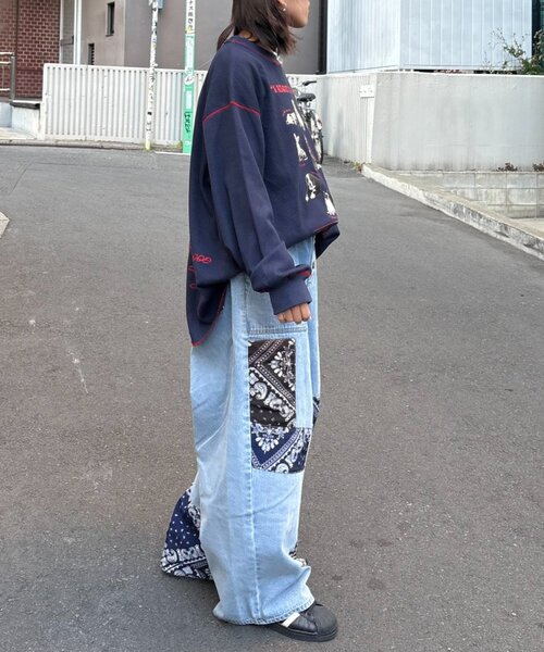 SOUNDSGOOOOD(サウンズグッド)の「【SOUNDSGOOOOD】バンダナデニムパンツ(デニムパンツ・レディース・インディゴブルー・ONE SIZE)」の9枚目の写真