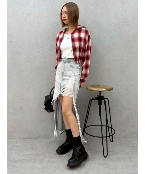 EVRIS（エヴリス）の「フードチェックショートシャツ　春服（シャツ/ブラウス・レディース・レッド/ブラック・FREE）」の20枚目の写真