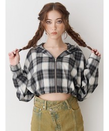 EVRIS | フードチェックショートシャツ(シャツ/ブラウス)