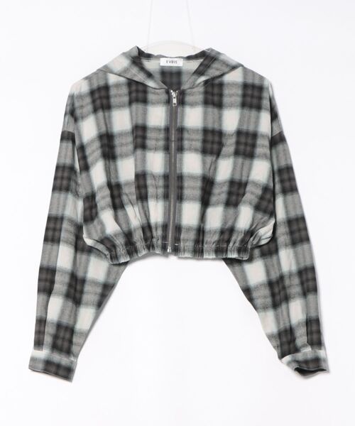 EVRIS（エヴリス）の「フードチェックショートシャツ（シャツ/ブラウス・レディース・レッド/ブラック・FREE）」の5枚目の写真