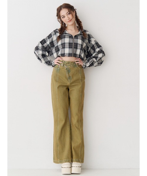 EVRIS（エヴリス）の「フードチェックショートシャツ（シャツ/ブラウス・レディース・レッド/ブラック・FREE）」の4枚目の写真