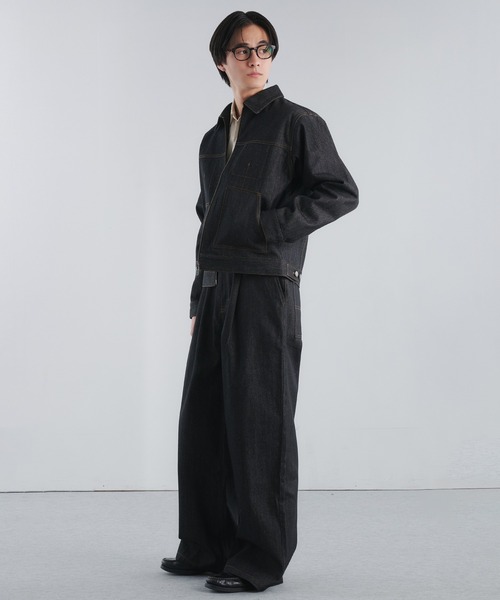 Adoon plain（アドーンプレーン）の「RIGID DENIM DOUBLE-ZIP BLOUSON / リジットデニムダブルジップブルゾン 【セットアップ可】（ブルゾン・メンズ・ブラック/インディゴブルー・LARGE/MEDIUM）」の20枚目の写真