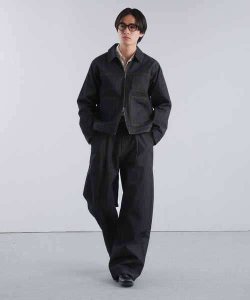 Adoon plain（アドーンプレーン）の「RIGID DENIM DOUBLE-ZIP BLOUSON / リジットデニムダブルジップブルゾン 【セットアップ可】（ブルゾン・メンズ・ブラック/インディゴブルー・LARGE/MEDIUM）」の22枚目の写真