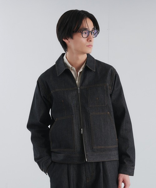 Adoon plain（アドーンプレーン）の「RIGID DENIM DOUBLE-ZIP BLOUSON / リジットデニムダブルジップブルゾン 【セットアップ可】（ブルゾン・メンズ・ブラック/インディゴブルー・LARGE/MEDIUM）」の15枚目の写真