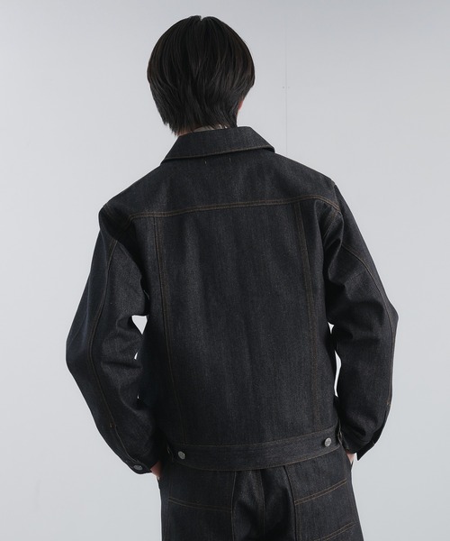 Adoon plain（アドーンプレーン）の「RIGID DENIM DOUBLE-ZIP BLOUSON / リジットデニムダブルジップブルゾン 【セットアップ可】（ブルゾン・メンズ・ブラック/インディゴブルー・LARGE/MEDIUM）」の18枚目の写真