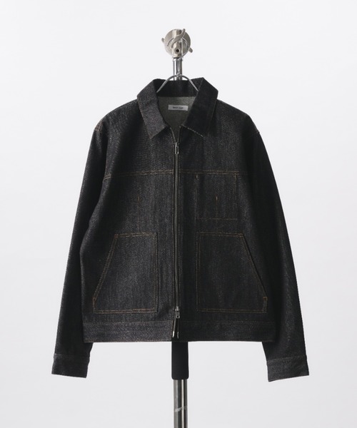 Adoon plain（アドーンプレーン）の「RIGID DENIM DOUBLE-ZIP BLOUSON / リジットデニムダブルジップブルゾン 【セットアップ可】（ブルゾン・メンズ・ブラック/インディゴブルー・LARGE/MEDIUM）」の8枚目の写真