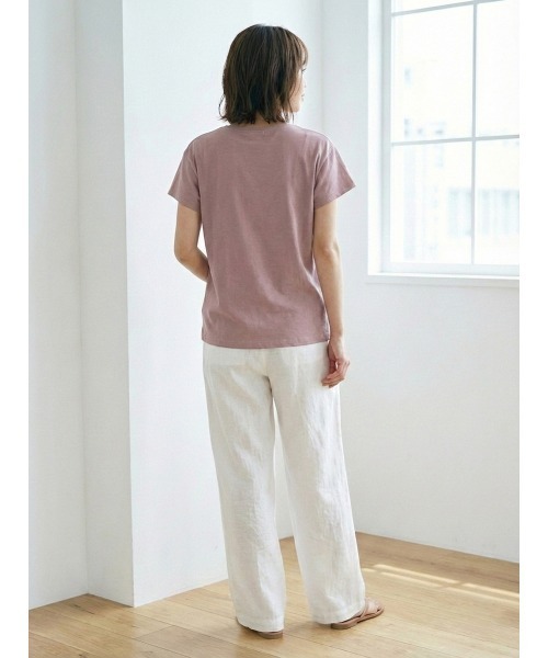 Belta attrice(ベルタアトリーチェ)の「チューリップ袖 フレアスリーブ Tシャツ カットソー シルケットコットン 半袖 上品 きれいめ フェミニン 大人可愛い(Tシャツ/カットソー・レディース・スモークピンク/ブルー/ネイビー/ホワイト・FREE)」の21枚目の写真