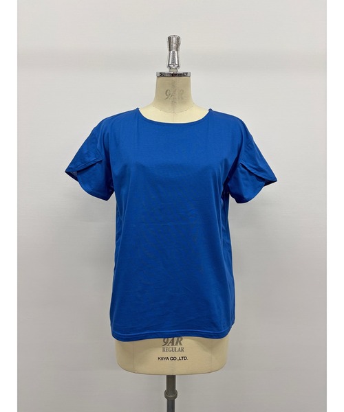 Belta attrice(ベルタアトリーチェ)の「チューリップ袖 フレアスリーブ Tシャツ カットソー シルケットコットン 半袖 上品 きれいめ フェミニン 大人可愛い(Tシャツ/カットソー・レディース・スモークピンク/ブルー/ネイビー/ホワイト・FREE)」の17枚目の写真