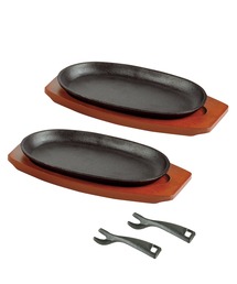 PEARL LIFE（パールライフ）の「スプラウト 鉄鋳物製ステーキ皿<小判型>23×13cm2枚組（鍋/フライパン）」