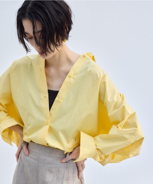 BARNYARDSTORM（バンヤードストーム）の「BARNYARDSTORM / タイプライターワイドシャツ＜セットアップ対応＞（シャツ/ブラウス・レディース・ライトブルー/ブラック/イエロー/ブルー系その他/ブラウン・M/S）」の5枚目の写真