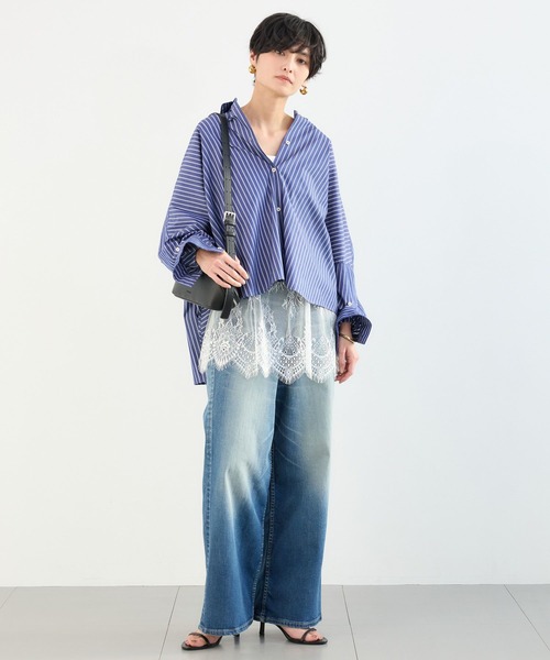 BARNYARDSTORM（バンヤードストーム）の「BARNYARDSTORM / タイプライターワイドシャツ＜セットアップ対応＞（シャツ/ブラウス・レディース・ライトブルー/ブラック/イエロー/ブルー系その他/ブラウン・M/S）」の7枚目の写真