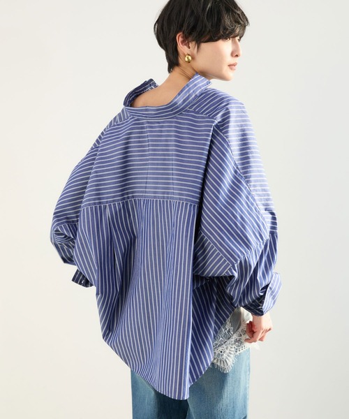 BARNYARDSTORM（バンヤードストーム）の「BARNYARDSTORM / タイプライターワイドシャツ＜セットアップ対応＞（シャツ/ブラウス・レディース・ライトブルー/ブラック/イエロー/ブルー系その他/ブラウン・M/S）」の21枚目の写真