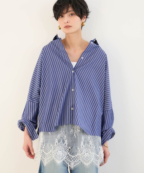 BARNYARDSTORM（バンヤードストーム）の「BARNYARDSTORM / タイプライターワイドシャツ＜セットアップ対応＞（シャツ/ブラウス・レディース・ライトブルー/ブラック/イエロー/ブルー系その他/ブラウン・M/S）」の22枚目の写真