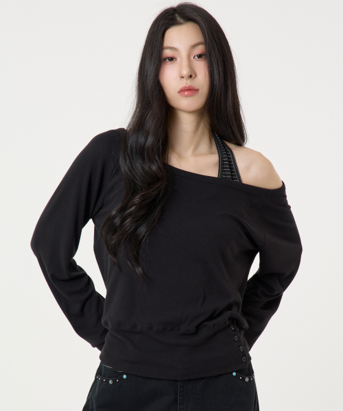 UNKNOWN PLANET（アンノウンプラネット）の「[SET]レイヤードストライプホルタートップロングスリーブTシャツブラック（ニット/セーター・レディース・その他・FREE）」の3枚目の写真