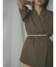 CIS. | CIS. ダブルブレストジャケット 半袖 ウォッシャブル コットンサッカー ギンガムチェック(テーラードジャケット)