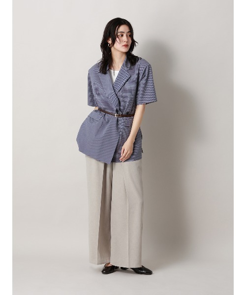 CIS.（シス）の「CIS. ダブルブレストジャケット 半袖 ウォッシャブル コットンサッカー ギンガムチェック（テーラードジャケット・レディース・ブルー/ブラック/ブラウン・36(7号)/38(9号)）」の7枚目の写真