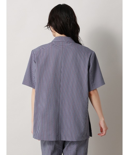 CIS.（シス）の「CIS. ダブルブレストジャケット 半袖 ウォッシャブル コットンサッカー ギンガムチェック（テーラードジャケット・レディース・ブルー/ブラック/ブラウン・36(7号)/38(9号)）」の14枚目の写真