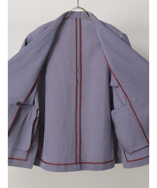 CIS.（シス）の「CIS. ダブルブレストジャケット 半袖 ウォッシャブル コットンサッカー ギンガムチェック（テーラードジャケット・レディース・ブルー/ブラック/ブラウン・36(7号)/38(9号)）」の15枚目の写真