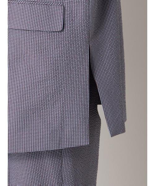 CIS.（シス）の「CIS. ダブルブレストジャケット 半袖 ウォッシャブル コットンサッカー ギンガムチェック（テーラードジャケット・レディース・ブルー/ブラック/ブラウン・36(7号)/38(9号)）」の18枚目の写真