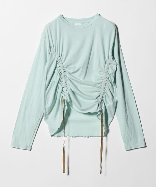 6（ロク）の「＜6(ROKU)＞ハイゲージ コットン ドローストリング ロングスリーブ（Tシャツ/カットソー・レディース・ライトブルー/ベージュ・FREE）」の2枚目の写真