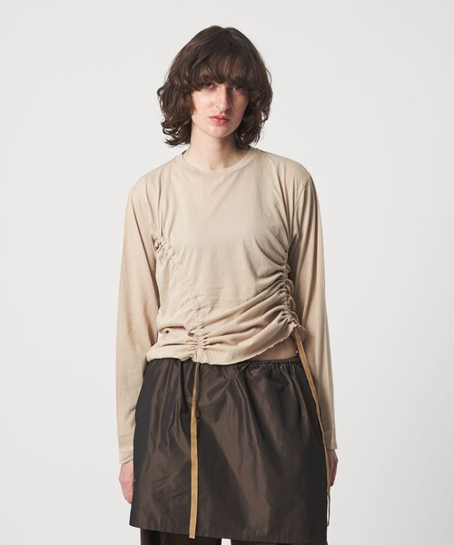 6（ロク）の「＜6(ROKU)＞ハイゲージ コットン ドローストリング ロングスリーブ（Tシャツ/カットソー・レディース・ライトブルー/ベージュ・FREE）」の17枚目の写真