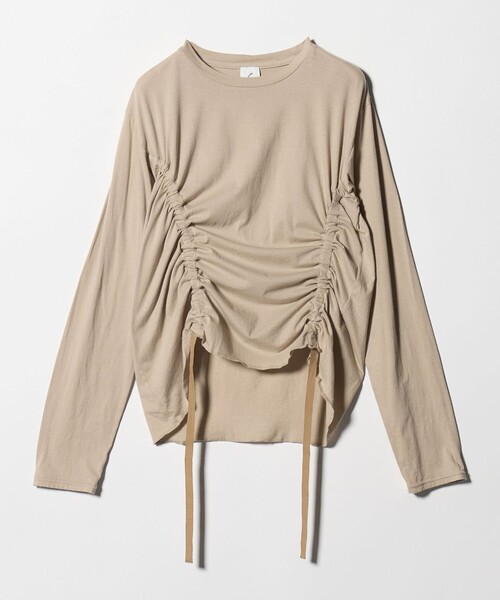 6（ロク）の「＜6(ROKU)＞ハイゲージ コットン ドローストリング ロングスリーブ（Tシャツ/カットソー・レディース・ライトブルー/ベージュ・FREE）」の15枚目の写真