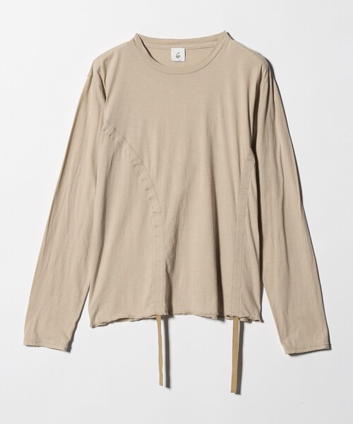 6（ロク）の「＜6(ROKU)＞ハイゲージ コットン ドローストリング ロングスリーブ（Tシャツ/カットソー・レディース・ライトブルー/ベージュ・FREE）」の14枚目の写真