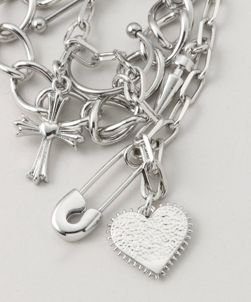 BASICKS（ベイシックス）の「BASICKS / ベイシックス Multi Charm Bracelet（ブレスレット・レディース・シルバー・FREE）」の5枚目の写真