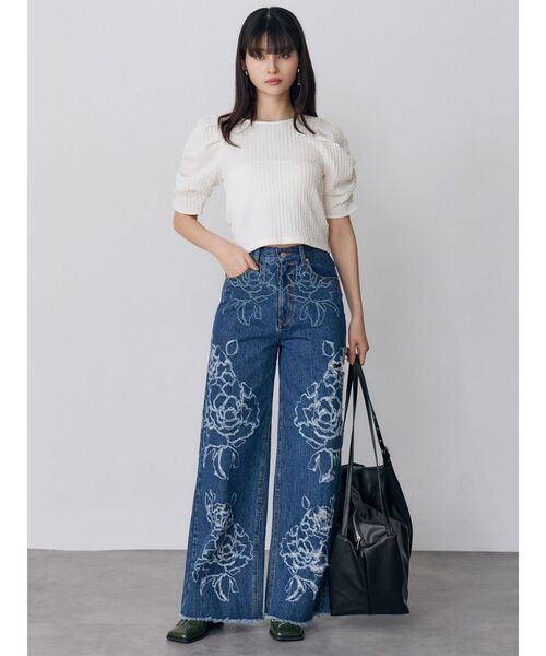 MURUA(ムルーア)の「シャーリングハーフトップス 夏服(Tシャツ/カットソー・レディース・ホワイト/ブラック・FREE)」の14枚目の写真