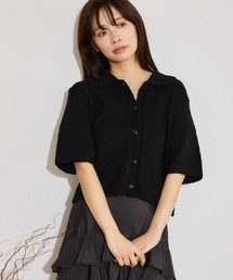 mysty woman | スラブ襟付きカーディガンSS　666062(ポロシャツ)