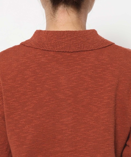 mysty woman（ミスティウーマン）の「スラブ襟付きカーディガンSS　666062（ポロシャツ・レディース・オレンジ/アイボリー/ブラック・FREE）」の19枚目の写真