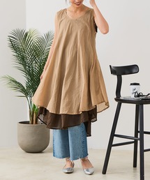 fort point（フォーポイント）の「【C-FORT POINT/フォートポイント】インド綿 無地ノースリーブワンピース（ワンピース）」