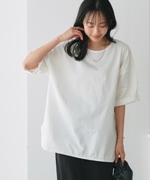 綿100%ラウンドヘムチュニックTシャツ
