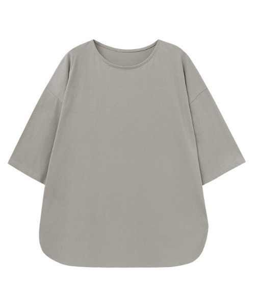 Pierrot(ピエロ)の「綿100%ラウンドヘムチュニックTシャツ(Tシャツ/カットソー・レディース・オフホワイト/ブラック/グレー系その他/チャコール/サンドベージュ・M/L)」の14枚目の写真