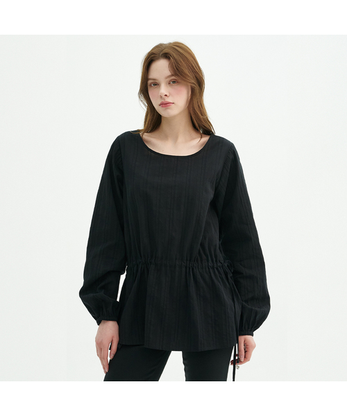 MICANE(ミケーネ)の「アリアストライプシャーリングブラウス(シャツ/ブラウス・レディース・ブラック/アイボリー・MEDIUM/LARGE/X-LARGE/SMALL)」の1枚目の写真