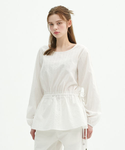 MICANE(ミケーネ)の「アリアストライプシャーリングブラウス(シャツ/ブラウス・レディース・ブラック/アイボリー・MEDIUM/LARGE/X-LARGE/SMALL)」の8枚目の写真