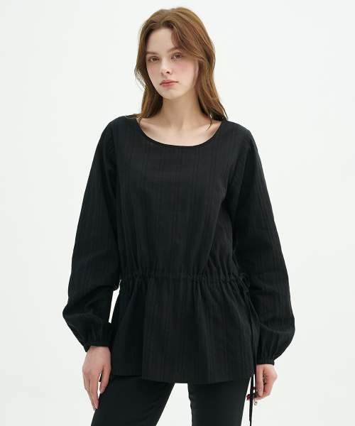 MICANE(ミケーネ)の「アリアストライプシャーリングブラウス(シャツ/ブラウス・レディース・ブラック/アイボリー・MEDIUM/LARGE/X-LARGE/SMALL)」の9枚目の写真