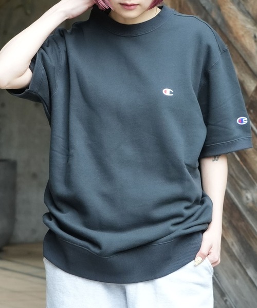 Champion（チャンピオン）の「【CHAMPION/チャンピオン】【乾きやすくてヨレない】半袖スウェット USAコットン×リサイクルポリエステル サステナブル 洗濯に強い（Tシャツ/カットソー・メンズ・杢グレー/オフホワイト/ネイビー/ブラック・MEDIUM/LARGE/X-LARGE）」の22枚目の写真