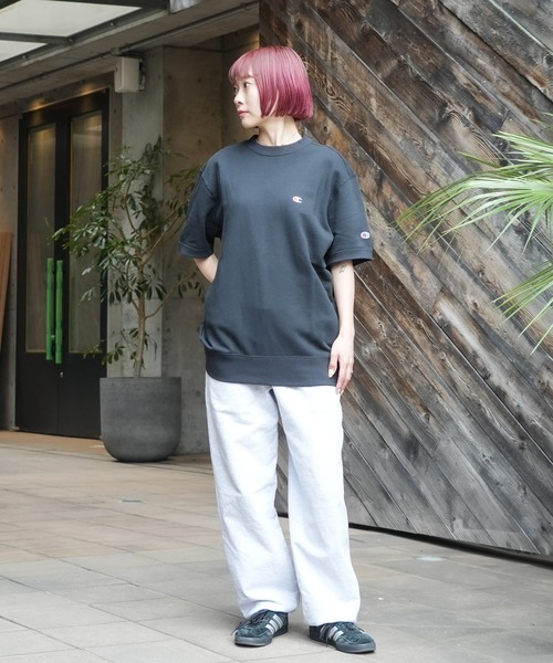 Champion（チャンピオン）の「【CHAMPION/チャンピオン】【乾きやすくてヨレない】半袖スウェット USAコットン×リサイクルポリエステル サステナブル 洗濯に強い（Tシャツ/カットソー・メンズ・杢グレー/オフホワイト/ネイビー/ブラック・MEDIUM/LARGE/X-LARGE）」の15枚目の写真