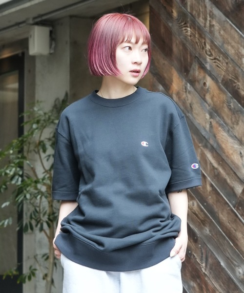 Champion（チャンピオン）の「【CHAMPION/チャンピオン】【乾きやすくてヨレない】半袖スウェット USAコットン×リサイクルポリエステル サステナブル 洗濯に強い（Tシャツ/カットソー・メンズ・杢グレー/オフホワイト/ネイビー/ブラック・MEDIUM/LARGE/X-LARGE）」の20枚目の写真