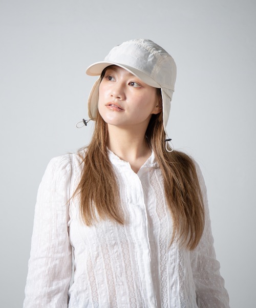 RACAL(ラカル)の「Ear Tab Shiny Summer Cap / 耳当て付きシャイニーサマーキャップ(キャップ・レディース・ネイビー/アイボリー/ブラック・FREE)」の1枚目の写真