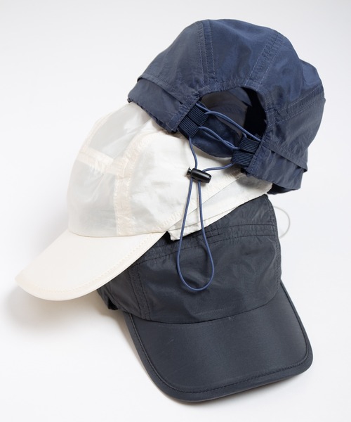 RACAL(ラカル)の「Ear Tab Shiny Summer Cap / 耳当て付きシャイニーサマーキャップ(キャップ・レディース・ネイビー/アイボリー/ブラック・FREE)」の6枚目の写真
