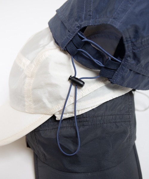 RACAL(ラカル)の「Ear Tab Shiny Summer Cap / 耳当て付きシャイニーサマーキャップ(キャップ・レディース・ネイビー/アイボリー/ブラック・FREE)」の7枚目の写真